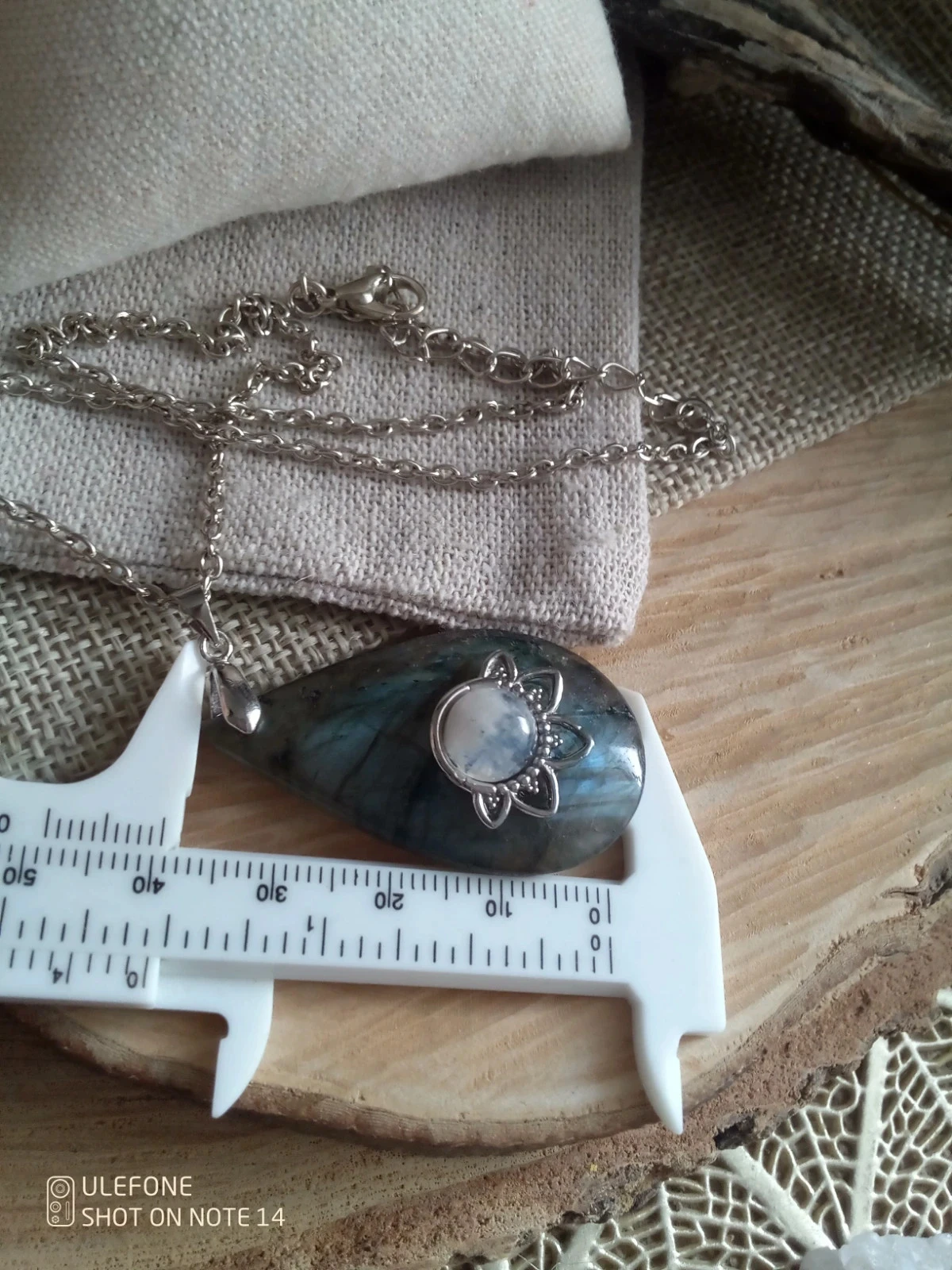 Collier pendentif en pierre naturelle de labradorite et pierre de lune – photo 2